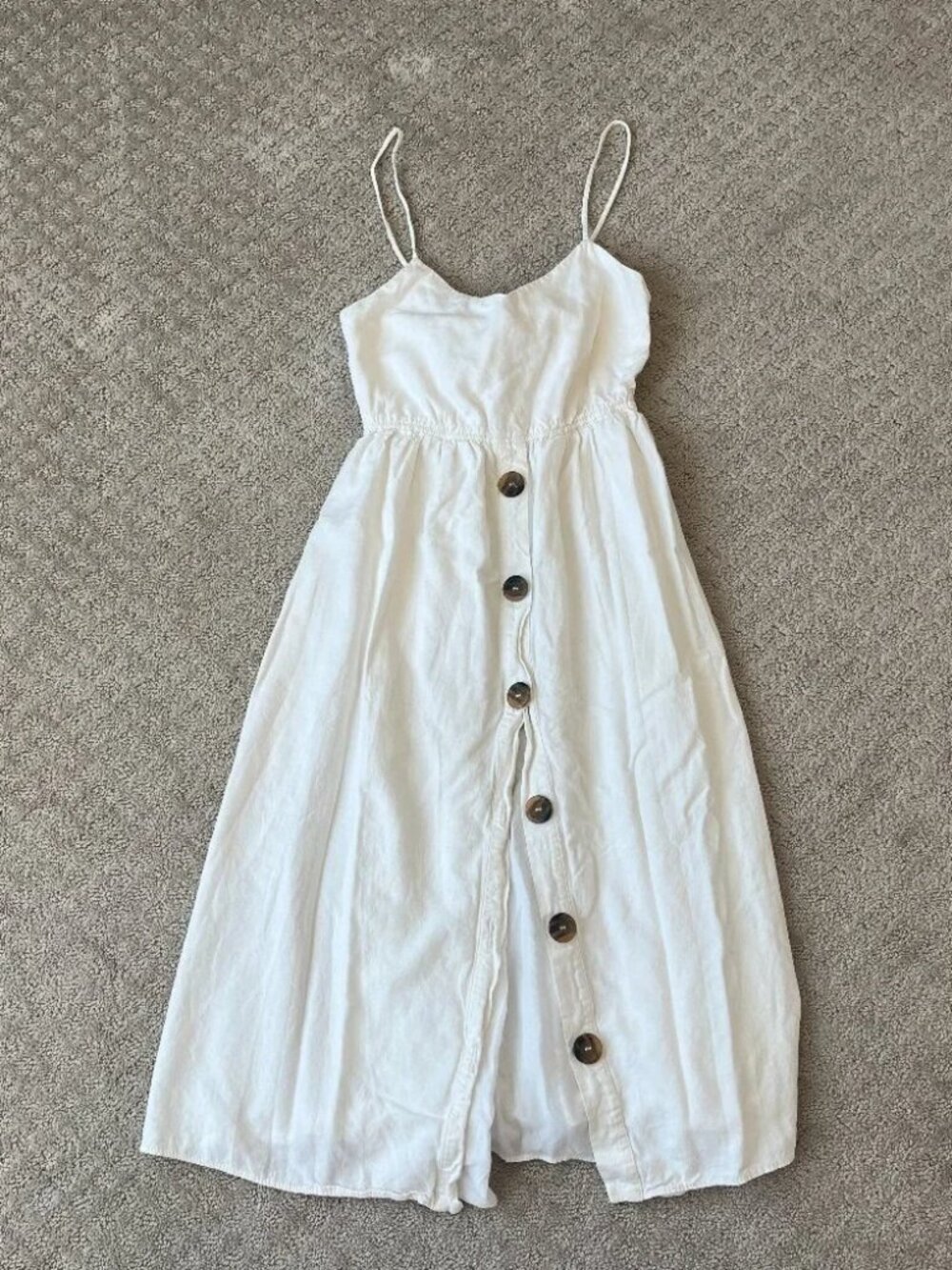 Zara Midi Dress Ivory Bow Tie in Back Spaghetti Strap V Neck Lined Size XS VGUC